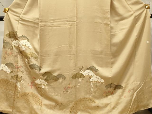 平和屋着物■豪華色留袖　駒刺繍　枝垂れ藤松文　金彩　ますいわ屋扱い　正絹　逸品　DABH4140qp