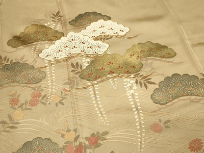 平和屋着物■豪華色留袖　駒刺繍　枝垂れ藤松文　金彩　ますいわ屋扱い　正絹　逸品　DABH4140qp