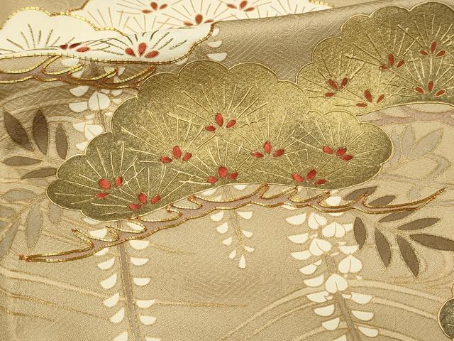 平和屋着物■豪華色留袖　駒刺繍　枝垂れ藤松文　金彩　ますいわ屋扱い　正絹　逸品　DABH4140qp