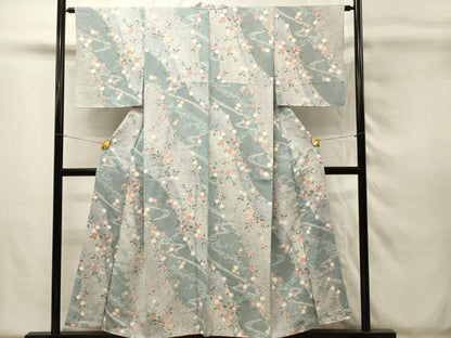 平和屋着物■上質な小紋　流水枝垂れ花文　金彩　正絹　逸品　DABH4144qp