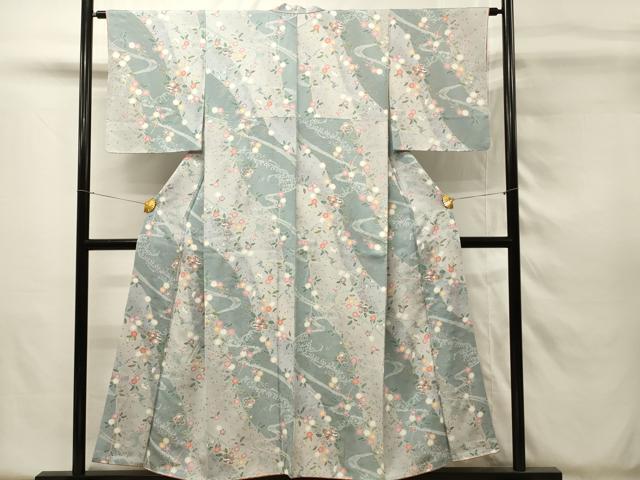 平和屋着物■上質な小紋　流水枝垂れ花文　金彩　正絹　逸品　DABH4144qp