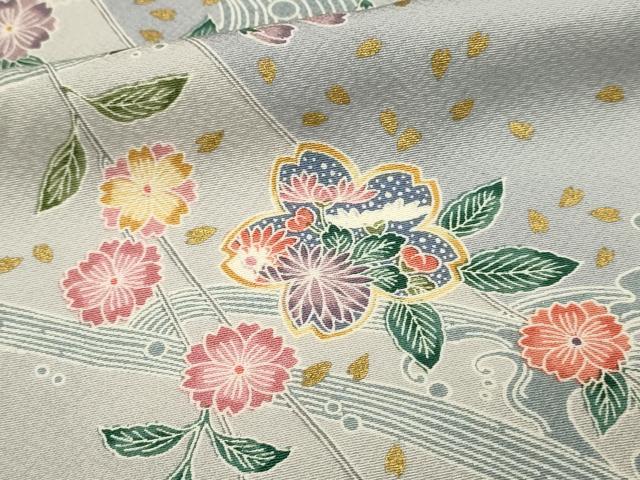 平和屋着物■上質な小紋　流水枝垂れ花文　金彩　正絹　逸品　DABH4144qp