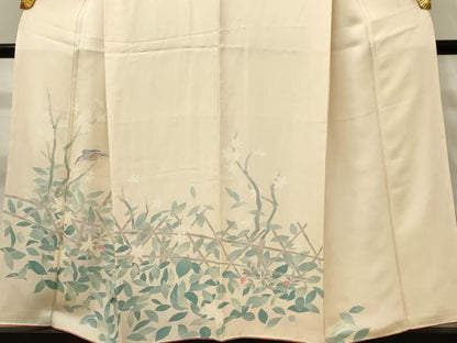 平和屋着物■訪問着　刺繍　花鳥文　金糸　正絹　逸品　DABH4145qp