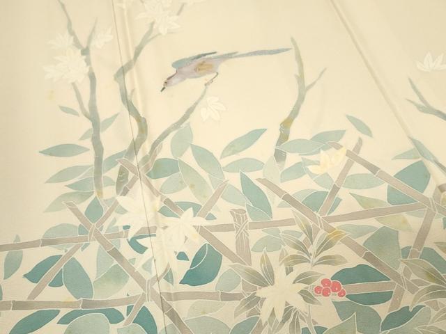 平和屋着物■訪問着　刺繍　花鳥文　金糸　正絹　逸品　DABH4145qp