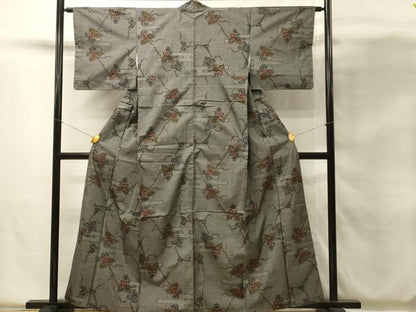 平和屋着物■本場大島紬　7マルキ　エ霞枝花文　大丸扱い　正絹　逸品　DABH4148qp