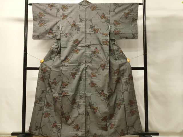 平和屋着物■本場大島紬　7マルキ　エ霞枝花文　大丸扱い　正絹　逸品　DABH4148qp