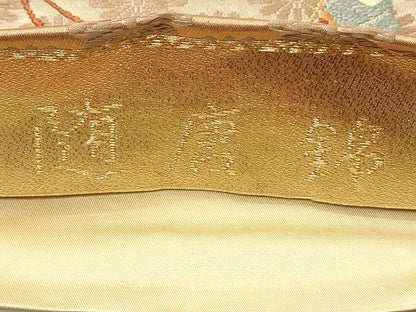 平和屋着物◎六通柄袋帯　唐織　花蝶文　随唐錦　金糸　正絹　逸品　DABH4171qp