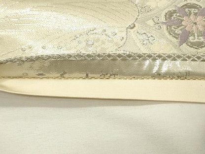 平和屋着物◎六通柄袋帯　唐織　天平華紋　二重織　プラチナ箔　正絹　逸品　DABH4175qp