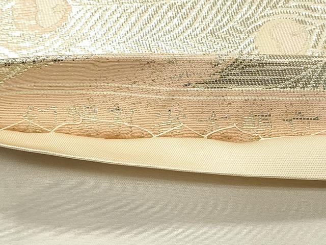 平和屋着物◎六通柄袋帯　幻想孔雀木蘭文　二重箔織　銀糸　正絹　逸品　DABH4182qp