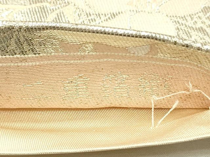 平和屋着物◎六通柄袋帯　幻想孔雀木蘭文　二重箔織　銀糸　正絹　逸品　DABH4182qp