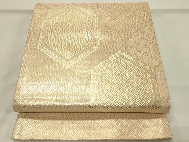 平和屋着物◎佐賀錦　全通柄袋帯　亀甲文　金糸　正絹　逸品　DABH4196qp