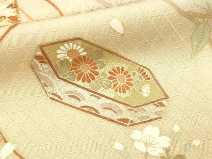 平和屋着物■訪問着　駒刺繍　貝桶花文　暈し染め　金彩　やまと誂製　正絹　逸品　DABH4200qp