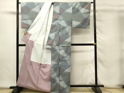 平和屋着物■小紋　吉祥花文　洗える着物　DABH4207qp
