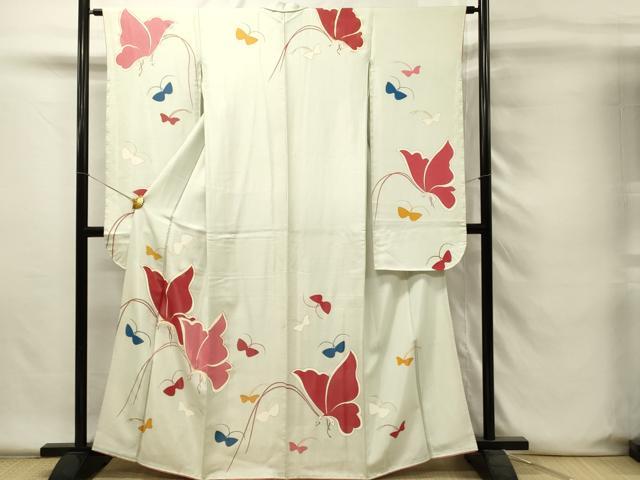平和屋着物■豪華振袖　駒刺繍　舞蝶文　正絹　逸品　DABH4210qp