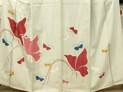 平和屋着物■豪華振袖　駒刺繍　舞蝶文　正絹　逸品　DABH4210qp