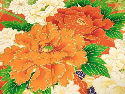 平和屋着物■豪華振袖　駒刺繍　花車牡丹文　金彩　正絹　逸品　DABH4212qp