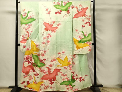 平和屋着物■豪華振袖　駒刺繍　飛鶴枝梅文　暈し染め　金彩　正絹　逸品　DABH4214qp