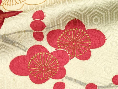 平和屋着物■豪華振袖　駒刺繍　飛鶴枝梅文　暈し染め　金彩　正絹　逸品　DABH4214qp