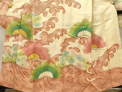 平和屋着物■豪華振袖　駒刺繍　立波飛鶴松文　金彩　正絹　逸品　DABH4215qp
