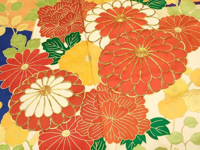 平和屋着物■豪華振袖　駒刺繍　几帳花文　金彩　正絹　逸品　DABH4220qp