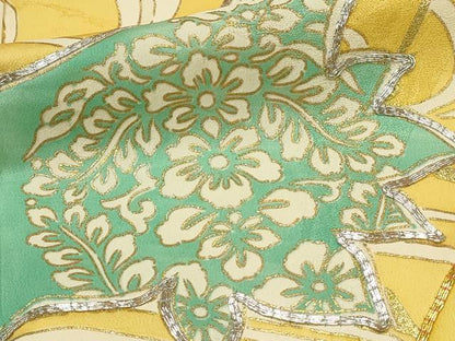平和屋着物■豪華振袖　駒刺繍　立波飛鳥花文　金彩　正絹　逸品　DABH4221qp