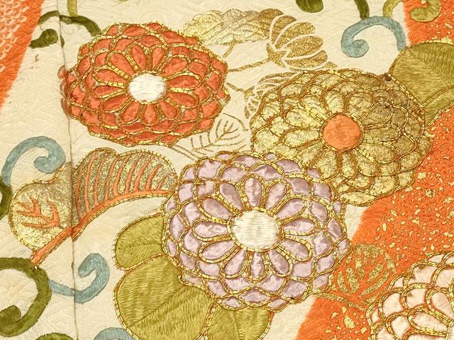 平和屋着物■豪華振袖　駒刺繍　絞り　菊唐草文　金彩　正絹　逸品　DABH4222qp
