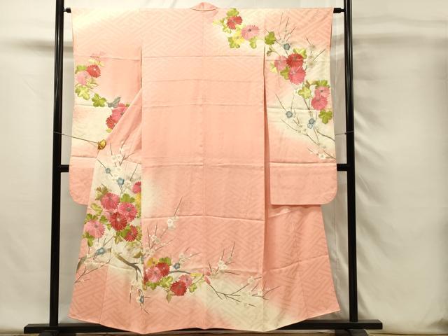 平和屋着物■豪華振袖　総刺繍　草花文　枝梅　暈し染め　金銀糸　正絹　逸品　DABH4223qp