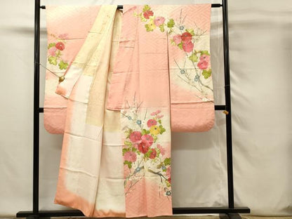 平和屋着物■豪華振袖　総刺繍　草花文　枝梅　暈し染め　金銀糸　正絹　逸品　DABH4223qp