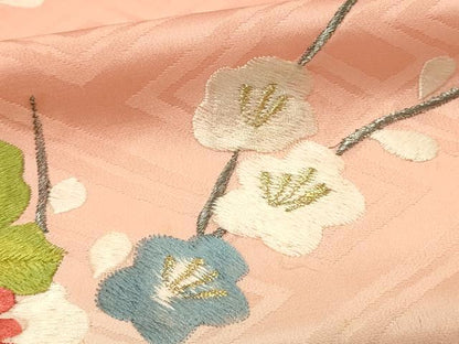 平和屋着物■豪華振袖　総刺繍　草花文　枝梅　暈し染め　金銀糸　正絹　逸品　DABH4223qp