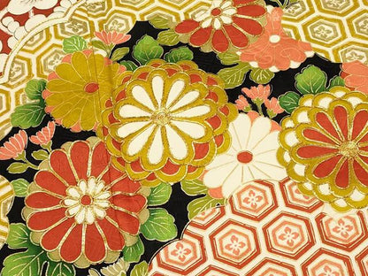平和屋着物■豪華振袖　駒刺繍　扇面花文　暈し染め　金彩　正絹　逸品　DABH4224qp
