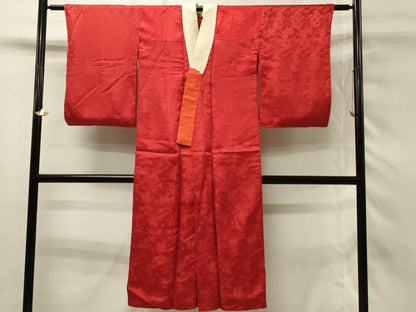 平和屋着物■アンティーク　大正ロマン　長襦袢　袷　飛鶴花地紋　正絹　逸品　DABH4231qp