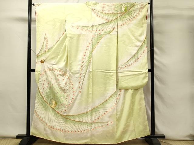 平和屋着物■豪華振袖　総刺繍　駒刺繍　孔雀文　暈し染め　金銀糸　正絹　逸品　DABH4232qp