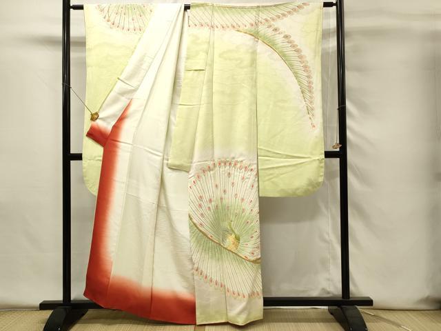 平和屋着物■豪華振袖　総刺繍　駒刺繍　孔雀文　暈し染め　金銀糸　正絹　逸品　DABH4232qp