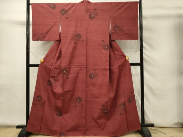 平和屋着物■上質な紬　枝椿　正絹　逸品　DABH4235qp