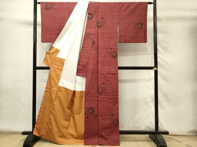 平和屋着物■上質な紬　枝椿　正絹　逸品　DABH4235qp