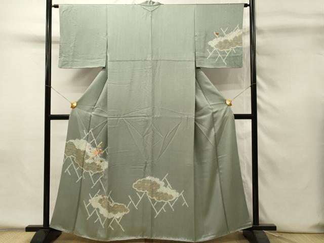 平和屋着物■訪問着　絞り　刺繍　草花文　金彩　正絹　逸品　DABH4263qp