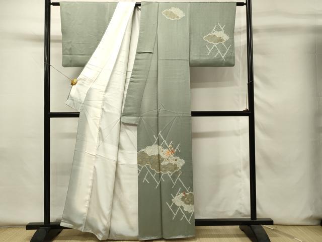 平和屋着物■訪問着　絞り　刺繍　草花文　金彩　正絹　逸品　DABH4263qp