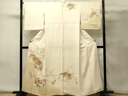 平和屋着物■訪問着　刺繍　誰が袖花鳥文　暈し染め　金彩　正絹　逸品　DABH4265qp