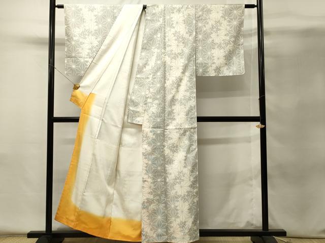 平和屋着物■上質な紬　麻の葉文様　正絹　逸品　DABH4269qp