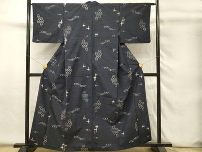 平和屋着物■上質な紬　亀甲抽象文　正絹　逸品　DABH4275qp