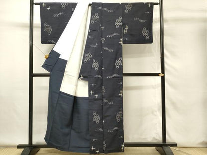 平和屋着物■上質な紬　亀甲抽象文　正絹　逸品　DABH4275qp