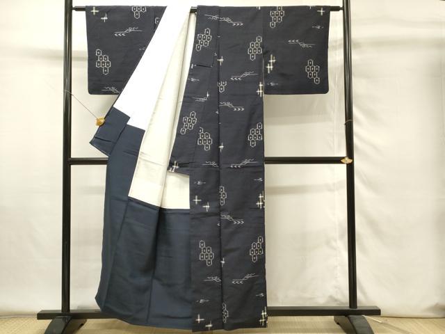 平和屋着物■上質な紬　亀甲抽象文　正絹　逸品　DABH4275qp