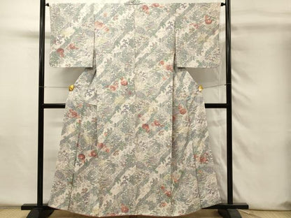 平和屋着物■上質な小紋　風景花松文　金彩　正絹　逸品　DABH4276qp