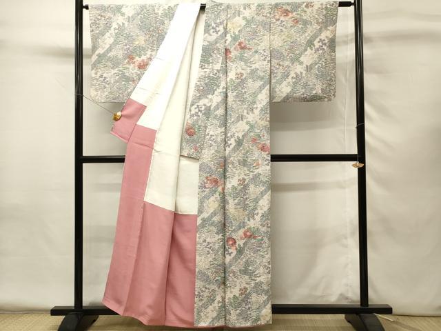 平和屋着物■上質な小紋　風景花松文　金彩　正絹　逸品　DABH4276qp
