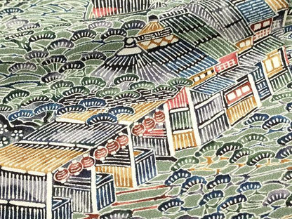 平和屋着物■上質な小紋　型染め　渡橋風景松文　正絹　逸品　DABH4277qp