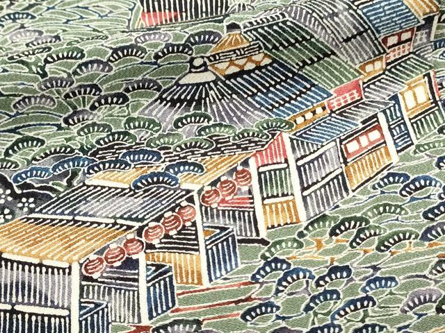 平和屋着物■上質な小紋　型染め　渡橋風景松文　正絹　逸品　DABH4277qp