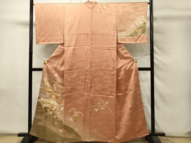 平和屋着物■訪問着　駒刺繍　草花文　暈し染め　金彩　ますいわ屋扱い　正絹　逸品　DABH4281qp
