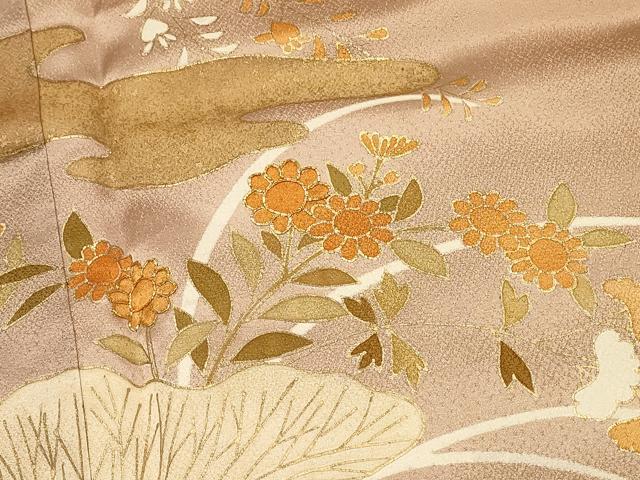 平和屋着物■訪問着　駒刺繍　草花文　暈し染め　金彩　ますいわ屋扱い　正絹　逸品　DABH4281qp