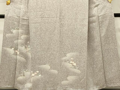 平和屋着物■訪問着　雲取り花文　たたき染め　正絹　逸品　DABH4284qp