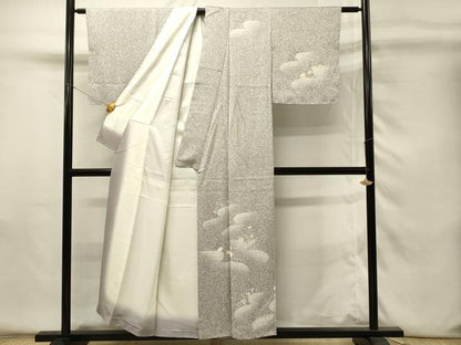 平和屋着物■訪問着　雲取り花文　たたき染め　正絹　逸品　DABH4284qp
